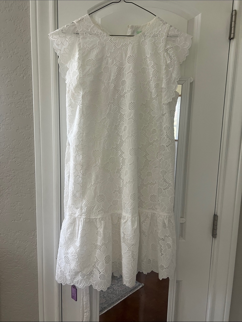Jade White Floral Lace Mini Dress